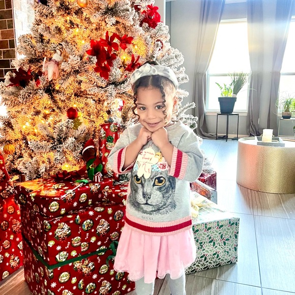 Gucci Toddler Girls Gray Cat Sweatshirt with hanger - Picture 6 of 6